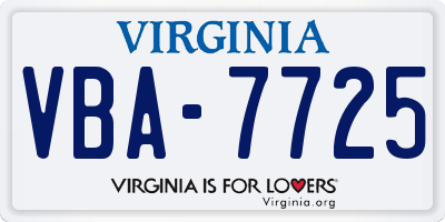 VA license plate VBA7725