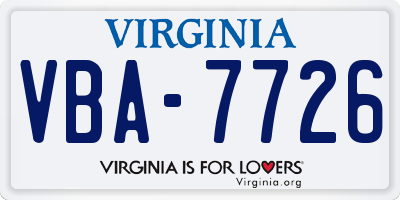 VA license plate VBA7726