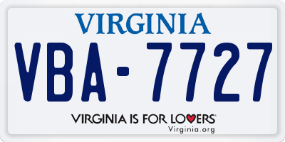 VA license plate VBA7727