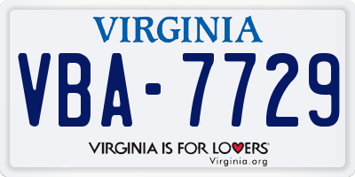 VA license plate VBA7729