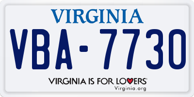 VA license plate VBA7730