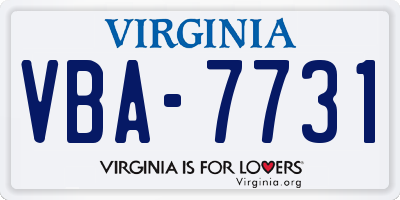 VA license plate VBA7731