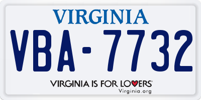 VA license plate VBA7732