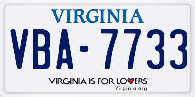 VA license plate VBA7733