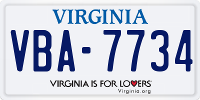 VA license plate VBA7734