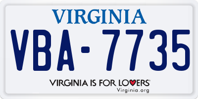 VA license plate VBA7735