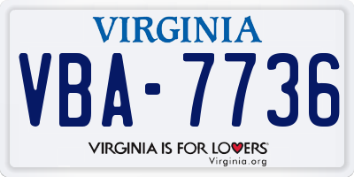 VA license plate VBA7736