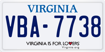 VA license plate VBA7738