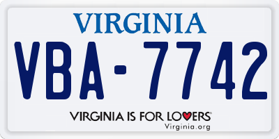 VA license plate VBA7742