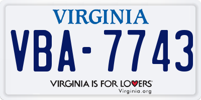 VA license plate VBA7743