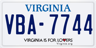 VA license plate VBA7744