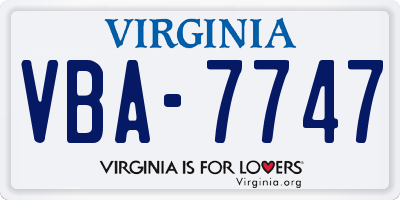 VA license plate VBA7747