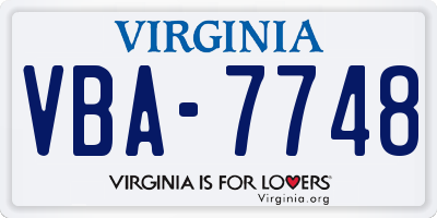VA license plate VBA7748
