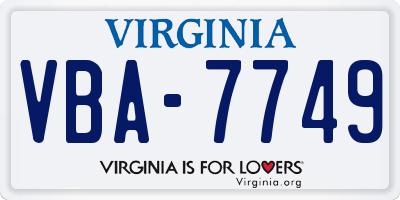 VA license plate VBA7749
