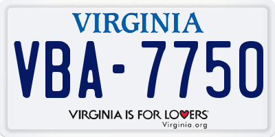 VA license plate VBA7750