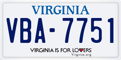VA license plate VBA7751