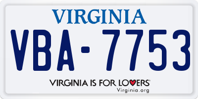 VA license plate VBA7753