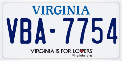 VA license plate VBA7754