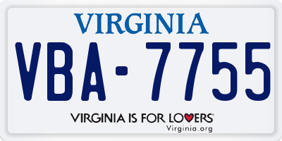 VA license plate VBA7755