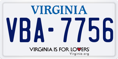 VA license plate VBA7756