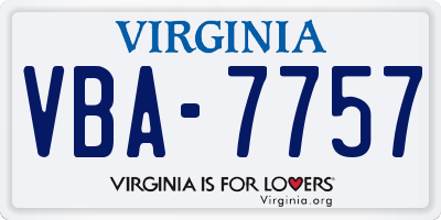 VA license plate VBA7757