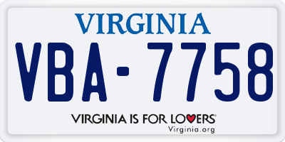 VA license plate VBA7758