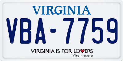 VA license plate VBA7759
