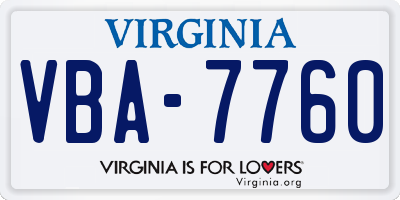 VA license plate VBA7760