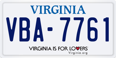 VA license plate VBA7761