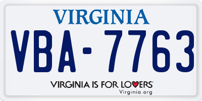 VA license plate VBA7763