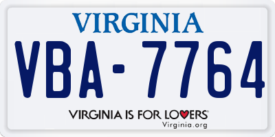 VA license plate VBA7764