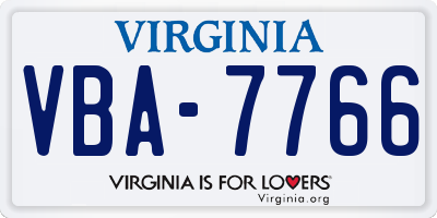 VA license plate VBA7766