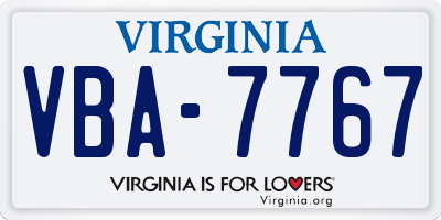 VA license plate VBA7767