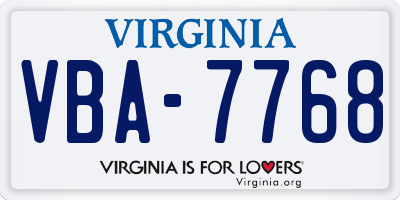 VA license plate VBA7768