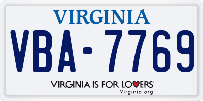 VA license plate VBA7769