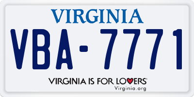 VA license plate VBA7771