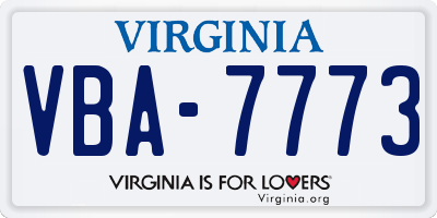 VA license plate VBA7773