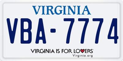 VA license plate VBA7774