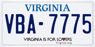 VA license plate VBA7775