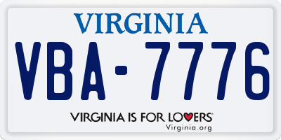 VA license plate VBA7776