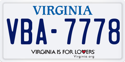 VA license plate VBA7778