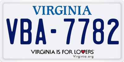 VA license plate VBA7782