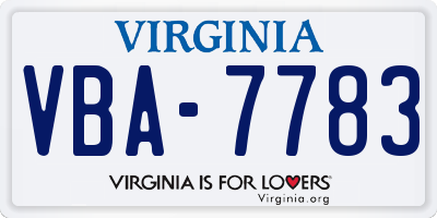 VA license plate VBA7783