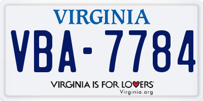 VA license plate VBA7784