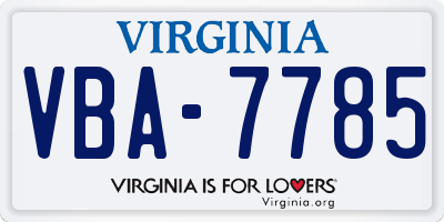 VA license plate VBA7785
