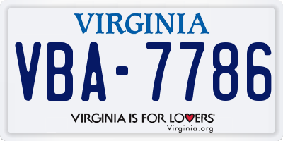 VA license plate VBA7786