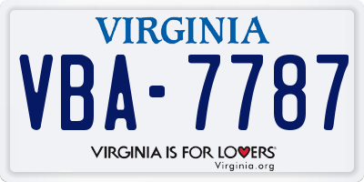 VA license plate VBA7787