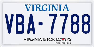 VA license plate VBA7788