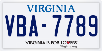 VA license plate VBA7789