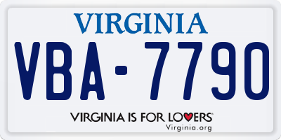 VA license plate VBA7790